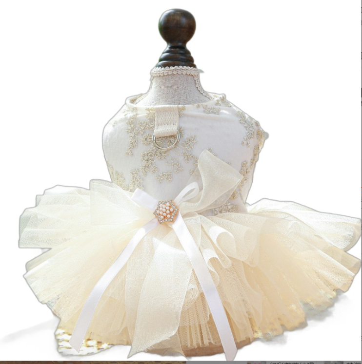 Elegant  Pet Wedding Costume Dog Tulle Tutu Dress with Sequin Bodice